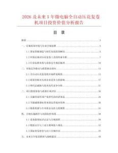 2026及未来5年微电脑全自动压花复卷机项目投资价值分析报告