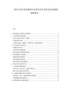 2025-2030家居建材行業資本運作評估及企業融資策略報告