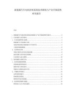 新能源汽車電機(jī)控制系統(tǒng)技術(shù)路線與產(chǎn)業(yè)升級趨勢研究報(bào)告
