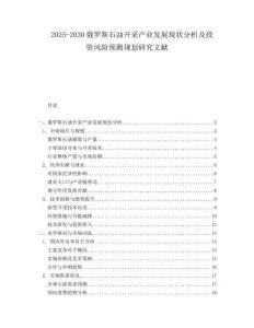 2025-2030俄羅斯石油開采產業發展現狀分析及投資風險預測規劃研究文獻