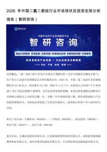2026年中國二氯二氫硅行業(yè)市場現(xiàn)狀及投資態(tài)勢分析報(bào)告（智研咨詢）
