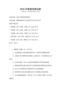 2025年數據挖掘試題