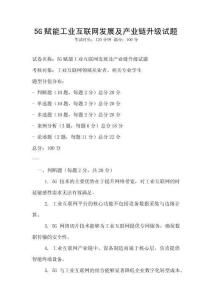 5G賦能工業互聯網發展及產業鏈升級試題