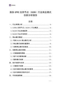 服務GPRS支持節點（SGSN）行業商業模式創新分析報告