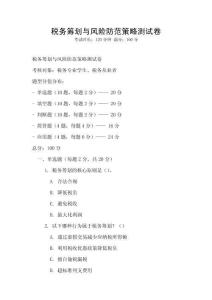 稅務籌劃與風險防范策略測試卷