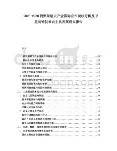 2025-2030俄羅斯航天產(chǎn)業(yè)國際合作現(xiàn)狀分析及衛(wèi)星制造技術(shù)自主化發(fā)展研究報告