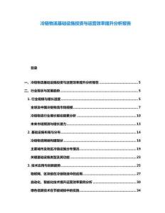 冷链物流基础设施投资与运营效率提升分析报告