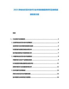 2025風(fēng)電光伏互補(bǔ)技術(shù)行業(yè)市場(chǎng)發(fā)展趨勢(shì)研究及綠色能源投資方案