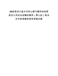 2025貴州六盤水市鐘山野馬寨熱電有限責任公司社會招聘擬聘用（第七批）筆試歷年參考題庫附帶答案詳解