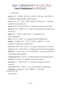四年級下英語Unit6重點知識匯總《人教版PEP》