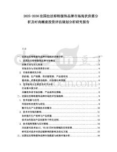 2025-2030法國拉法耶特服飾品牌市場現狀供需分析及時尚潮流投資評估規劃分析研究報告
