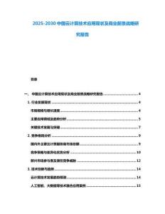 2025-2030中國云計算技術應用現狀及商業前景戰略研究報告