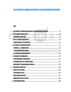 電子商務平臺營銷體系創新及社交電商運營模式研究報告