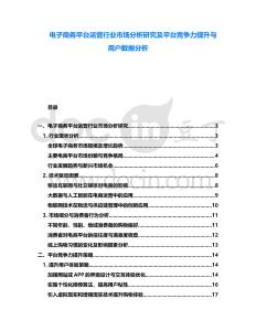 電子商務平臺運營行業市場分析研究及平臺競爭力提升與用戶數據分析