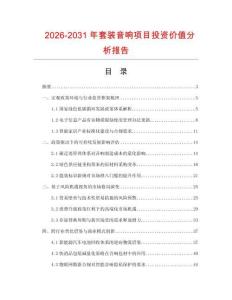 2026-2031年套裝音響項目投資價值分析報告