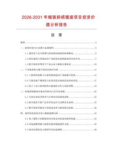 2026-2031年暗裝斜傾插座項目投資價值分析報告