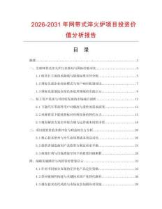 2026-2031年網(wǎng)帶式淬火爐項目投資價值分析報告