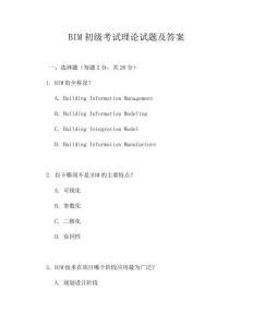 BIM初級考試理論試題及答案