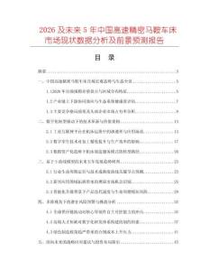 2026及未來5年中國高速精密馬鞍車床市場現狀數據分析及前景預測報告