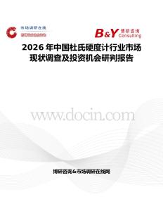 2026年中國杜氏硬度計行業市場現狀調查及投資機會研判報告