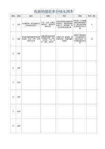 視頻拍攝劇本分鏡頭腳本