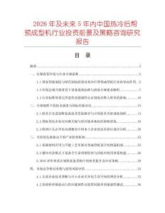 2026年及未來5年內中國熱冷后幫預成型機行業投資前景及策略咨詢研究報告