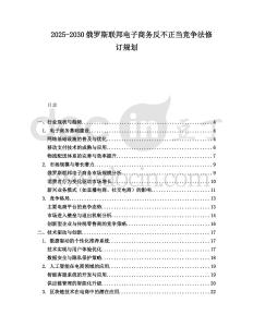 2025-2030俄罗斯联邦电子商务反不正当竞争法修订规划