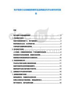 電子商務行業發展趨勢解析及品牌建設與平臺操作研究報告