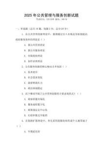 2025年公共管理與服務創新試題