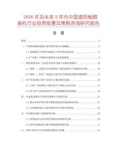 2026年及未來5年內中國遮陽板熔接機行業投資前景及策略咨詢研究報告