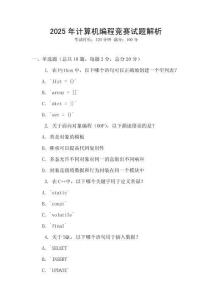 2025年計算機編程競賽試題解析