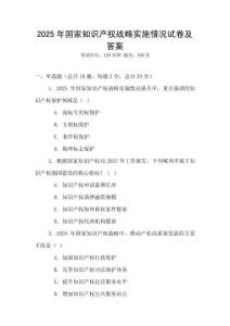 2025年國家知識產權戰略實施情況試卷及答案