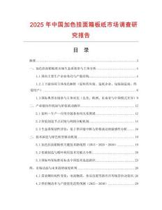 2025年中國加色掛面箱板紙市場調查研究報告