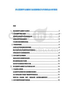 多云管理平臺服務(wù)行業(yè)創(chuàng)新模式與市場機會分析報告