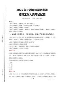 2025年子洲縣雙湖峪街道招聘考試真題