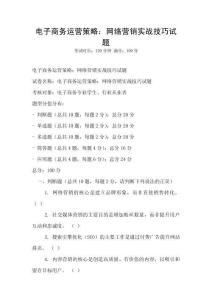 電子商務運營策略：網絡營銷實戰(zhàn)技巧試題