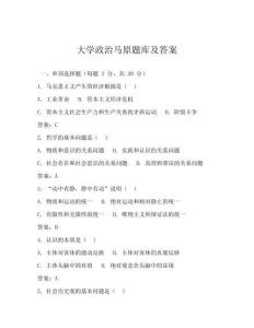大學(xué)政治馬原題庫及答案
