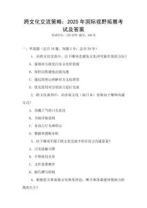 跨文化交流策略：2025年國際視野拓展考試及答案
