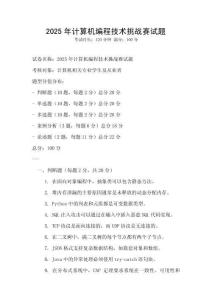2025年计算机编程技术挑战赛试题
