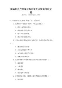 國際知識產權保護與中國企業策略探討試題