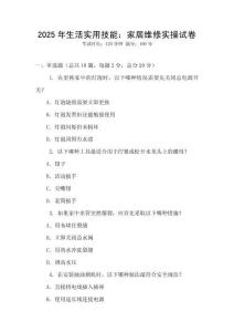 2025年生活實用技能：家居維修實操試卷