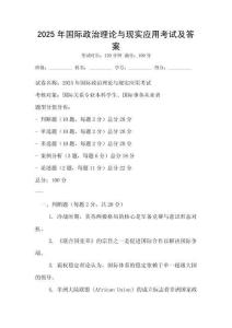 2025年國際政治理論與現實應用考試及答案