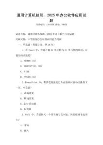 通用計算機技能：2025年辦公軟件應用試題