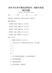 2025年大學(xué)計(jì)算機(jī)應(yīng)用技術(shù)：編程與系統(tǒng)維護(hù)試題