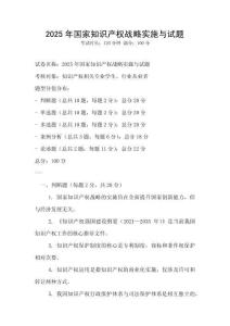 2025年国家知识产权战略实施与试题