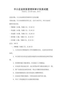 中小企业财务管理和审计实务试题