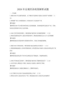 2026年宏观经济政策解析试题