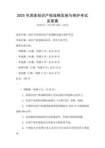 2025年國家知識產(chǎn)權(quán)戰(zhàn)略實施與保護考試及答案