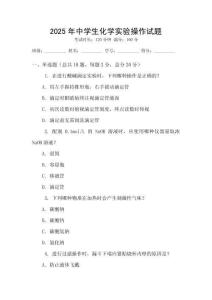 2025年中学生化学实验操作试题