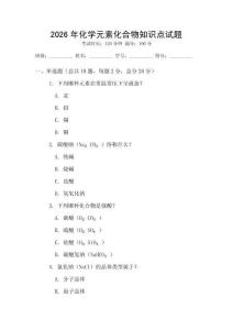 2026年化學元素化合物知識點試題